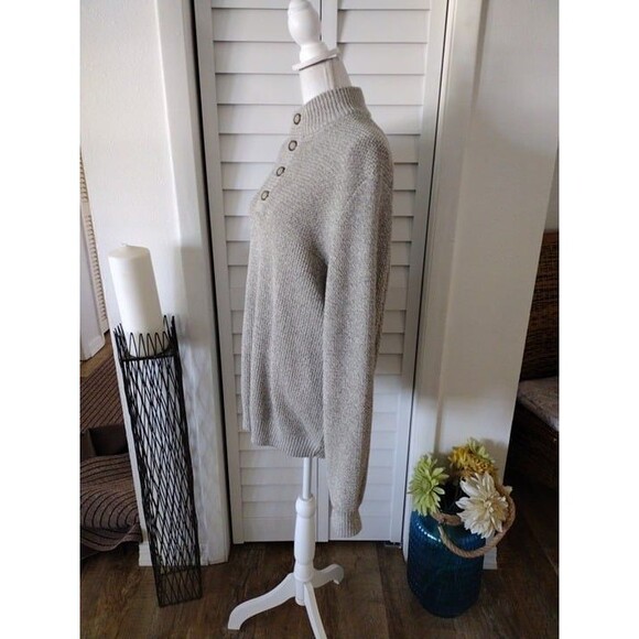 G.H. Bass & Co. Mens Size L‎ Grey Canyon 4 Button Mockneck Sweater Sherpa Collar - Picture 7 of 9
